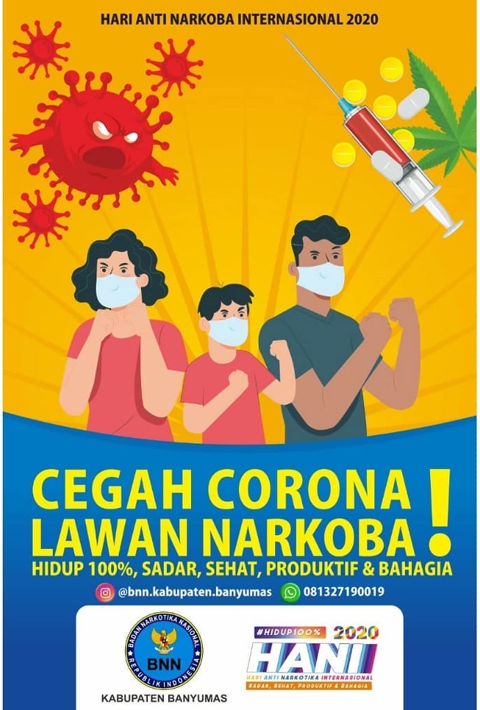 Cegah Corona  Lawan Narkoba Poster Anti Narkoba